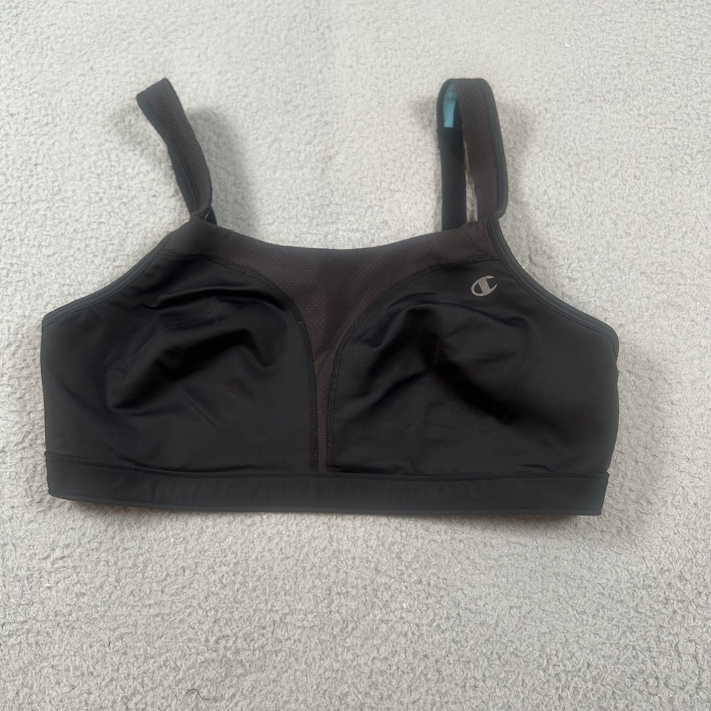 Champion‎ Sports Bra Womens 34 Black High Support Mesh Adjustable Strap Back